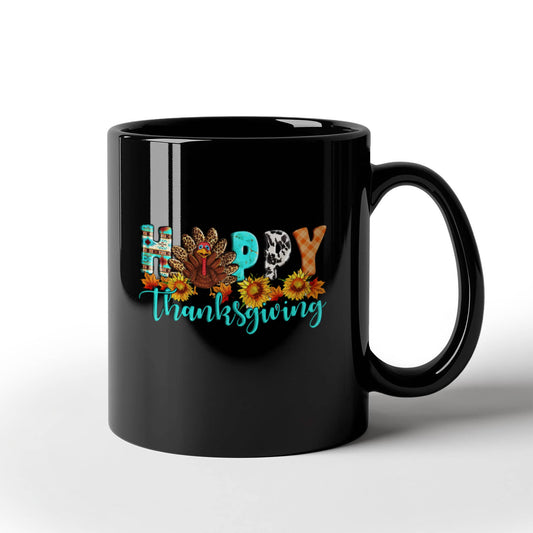 Happy Thanksgiving | Black Ceramic Mug